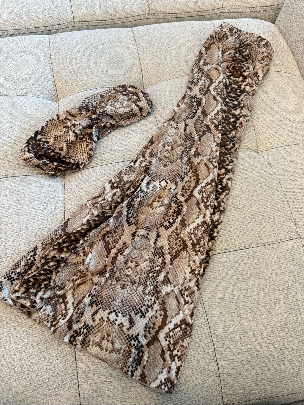 Snake Print Maxi Skirt with Matching Top- Brown/Tan